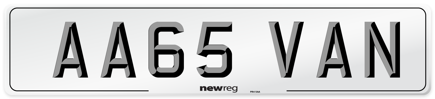 AA65 VAN Number Plate from New Reg
